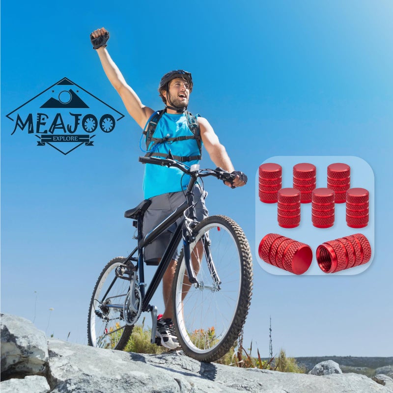 MEAJOO 8 قطع من أغطية جذع صمام الإطارات من MEAJOO، مقاومة للغبار، أغطية جذع صمام الإطارات العالمية من الألومنيوم المؤكسد للسيارات وسيارات الدفع الرباعي والشاحنات والدراجات والدراجات النارية والدراجات (أحمر) - Image 4